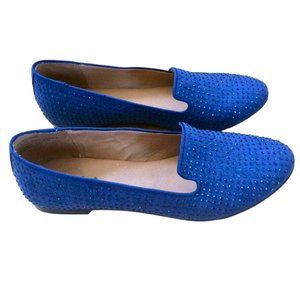 Mia Blue Bedazzled Flats Black Non-Skid Soles Sz 8 #03